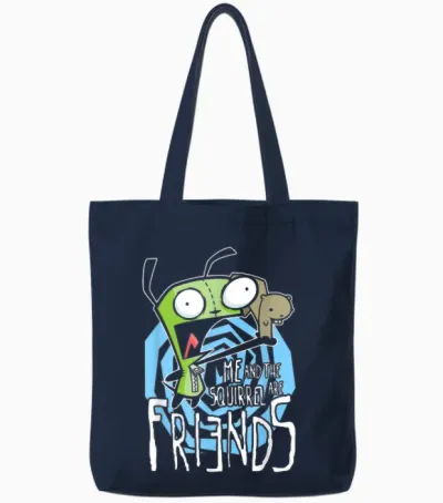 Invader Zim G.i.r Me and the Squirrel Are Friends Funny Logo Tote Bags - Navy