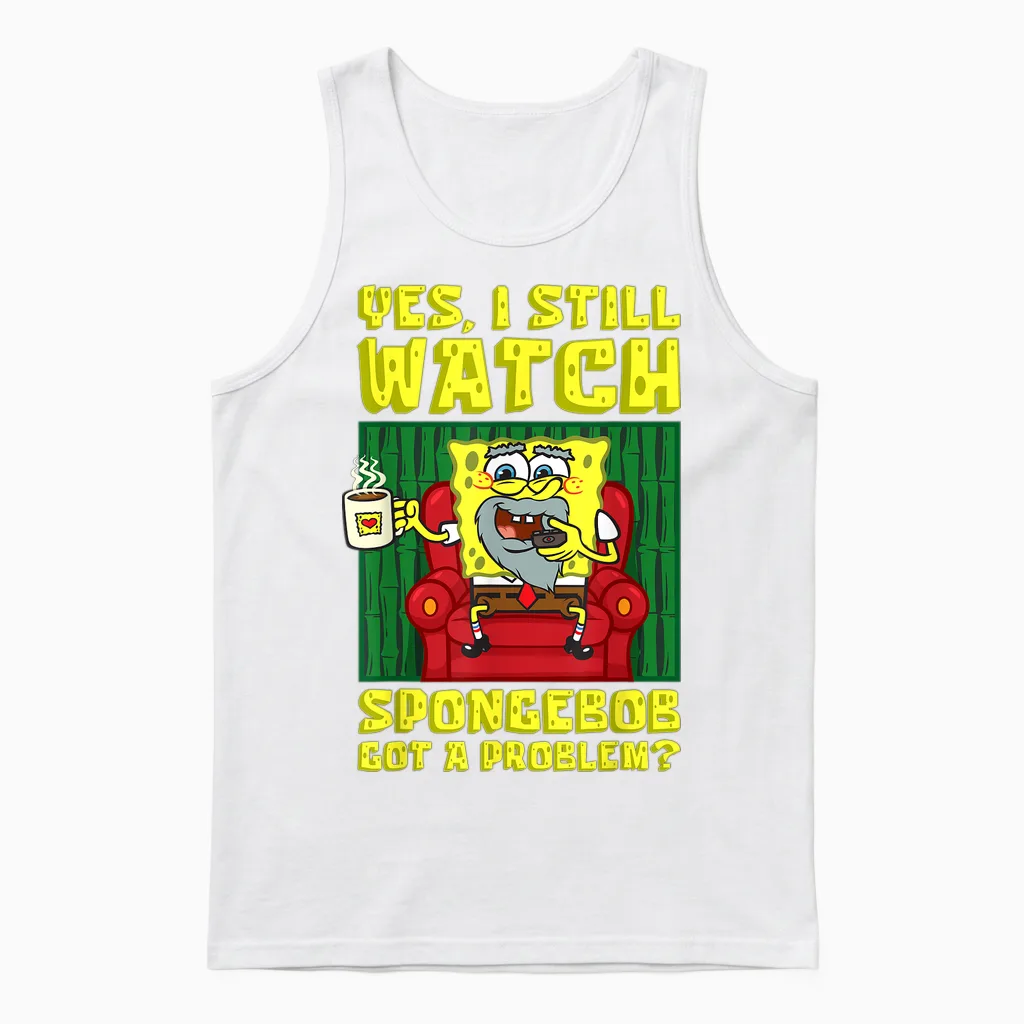 Mademark X Spongebob Squarepants - I Still Watch Spongebob Got a Problem Old Spongebob Adults Unisex Tank Top in White
