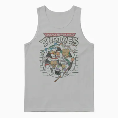 Tmnt Ninja Turtles Action Shot All Characters Unisex Tank Top - Ash