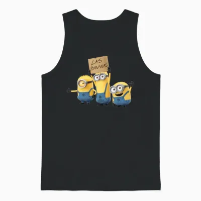 Minions Three Happy Minions with A Unisex Tank Top - Black