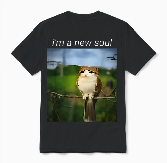 My Spirit Animal Funny Meowl Meme, Cat Owl Meme Brain Red Unisex T-Shirt in Black