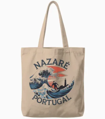 Nazaré Surfing Tote Bags - Natural