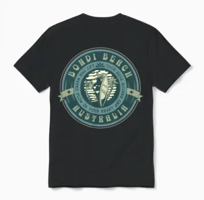Bondi Beach Surfer Girl Unisex T-Shirt - Black