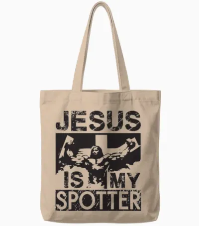 Jesus Is My Spotter Tote Bags - Natural