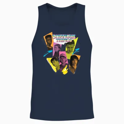 Stranger Things 4 Lucas, Max, Dustin, Eleven, Mike Unisex Tank Top - Navy