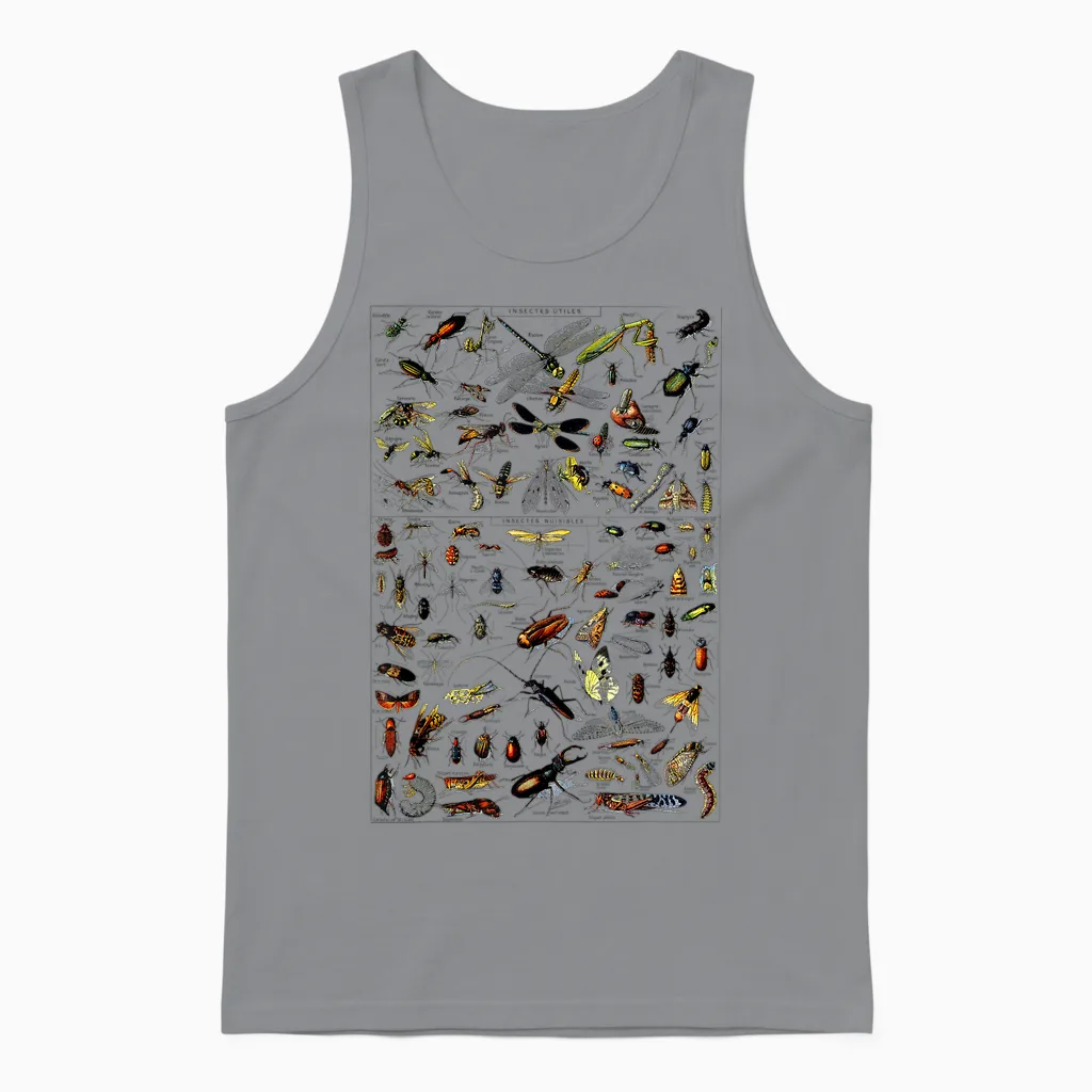 Insects Collection Species Bugs Vintage Chart Entomologie Unisex Tank Top in Sport Grey
