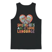 Spreadsheets Are My Love Language Funny Accountant Unisex Tank Top - Black – 1