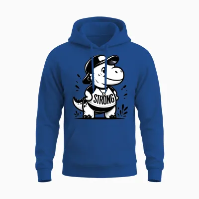 Strong Dinosaur ( Black & White ) Unisex Hoodie - Royal