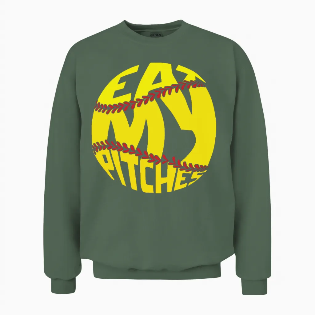 Softball Funny Baseball & Gift Unisex Sweatshirt in Military Green