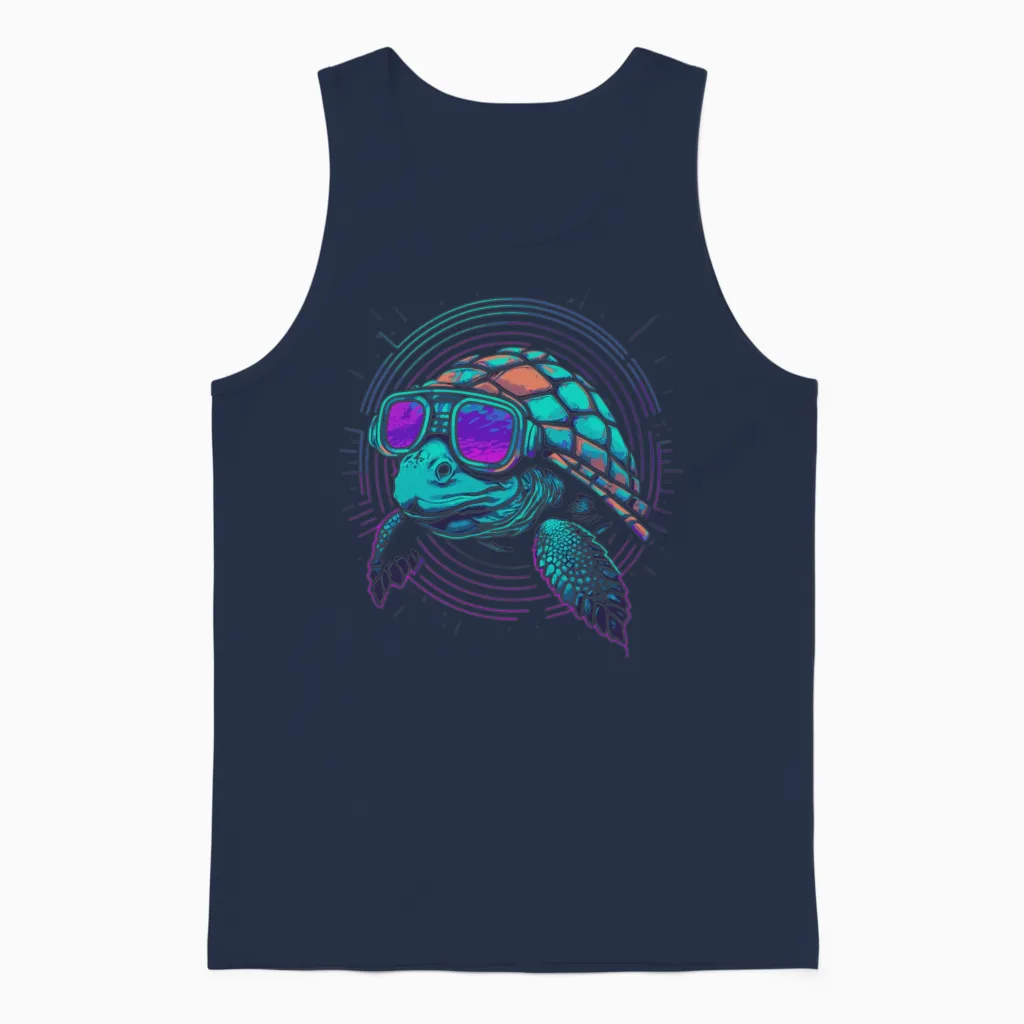 Retro Turtle - Reptiles & Exotics Unisex Tank Top in Navy