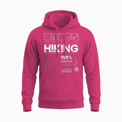 Hiking 100% Outdoor Adventure Unisex Hoodie - Heliconia