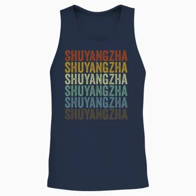 Shuyangzha China Retro Vintage Unisex Tank Top - Navy
