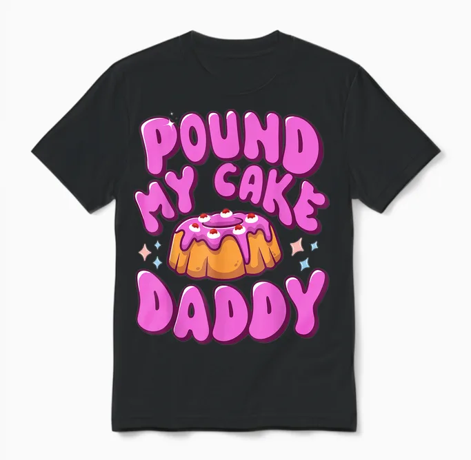 Inappropriate Pound My Cake Daddy Embarrassing Adult Humor Unisex T-Shirt in Black