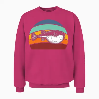 Blowfish Retro Balloonfish Pufferfish Unisex Sweatshirt - Heliconia