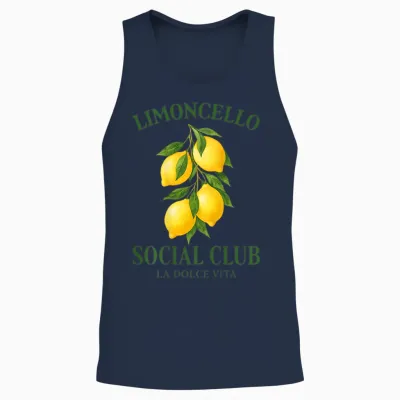Limoncello Social Club X La Dolce Vita X Spritz - Backprint Unisex Tank Top - Navy