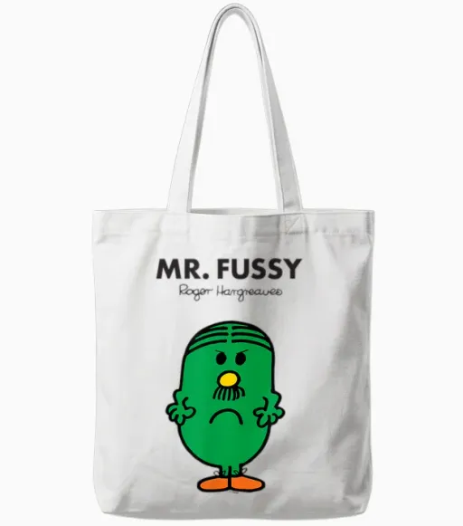 Mr. Men Mr. Fussy Tote Bags in White