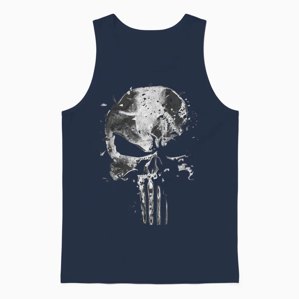 Marvel the Skull of the Punisher T-Shirt, Black, S Unisex Tank Top in Navy