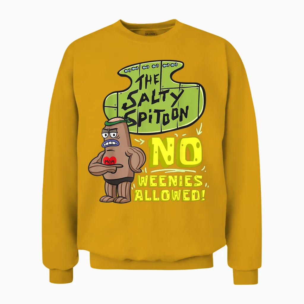 Mademark X Spongebob Squarepants - Salty Spitoon No Weenies Allowed Spongebob Gym Bodybuilder Unisex Sweatshirt in Gold