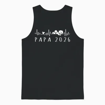 Future Dad 2026 Heartbeat Announcement Pregnancy Unisex Tank Top - Black