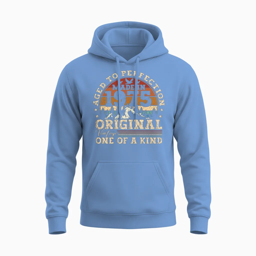 Original 1975 Vintage Vintage Birthday Retro Unisex Hoodie in Carolina Blue