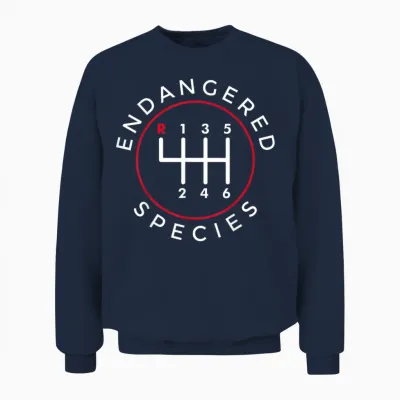 Endangered Species Manual Gearbox Stick Shift 6 Speed Unisex Sweatshirt - Navy