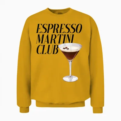 Espresso Martini Club. Coffee Cocktail Café Bar Coffee Drink T-Shirt, White Unisex Sweatshirt - Gold