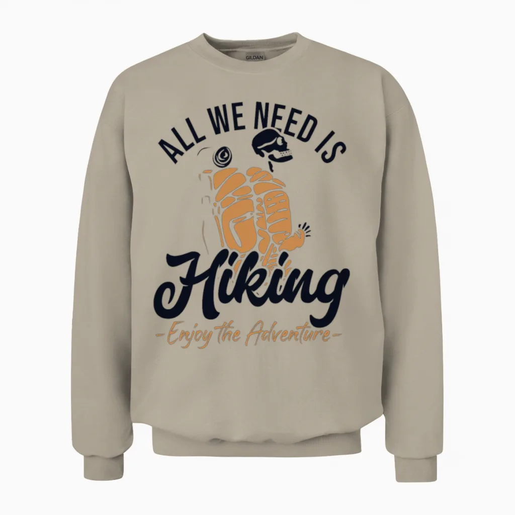 Hiking Enjoy the Adventure Backpacking Outdoor Unisex Sweatshirt in Sand