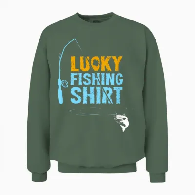 This Is My Lucky Fishing Fisherman's Favorite Artwork Unisex Sweatshirt - Military Green