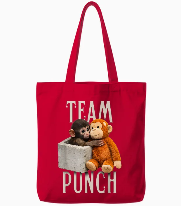 Baby Monkey Punch Team Punch Tote Bags in Red