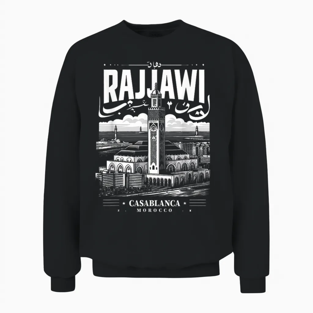 Casablanca Morocco Rajjawi Fusion in Boston T-Shirt, Black, S Unisex Sweatshirt in Black