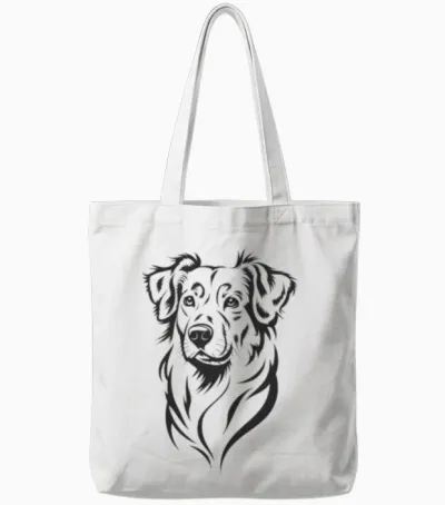 Loyal Dog – Detailed Dog Illustration Tote Bags - White