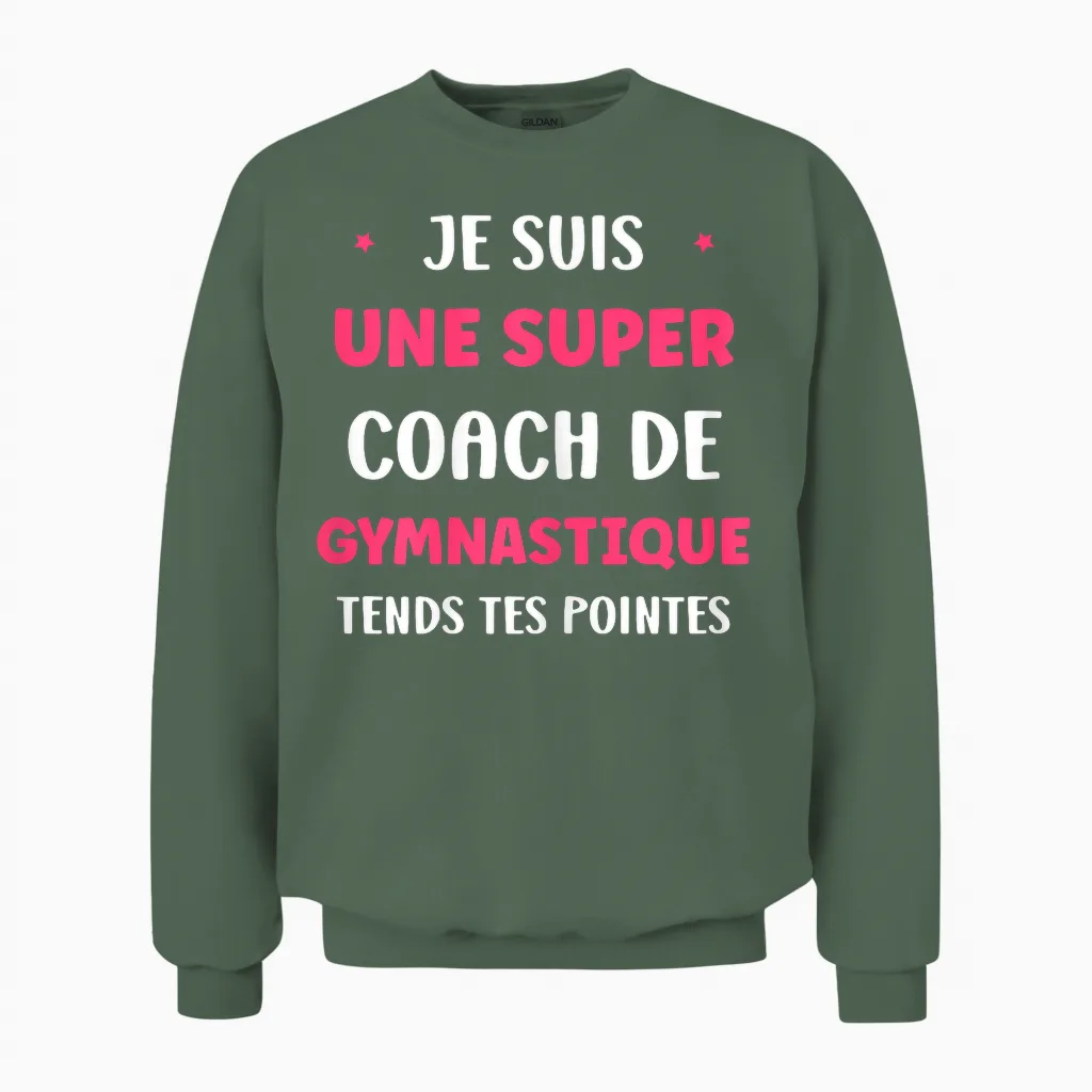 Prof De Gym Humour Je Suis Une Super Coach De Gymnastique Unisex Sweatshirt in Military Green