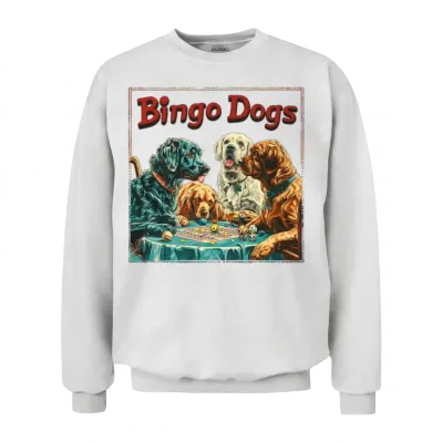 Bingo Dog Versus Chess Dog Player Unisex Sweatshirt - White