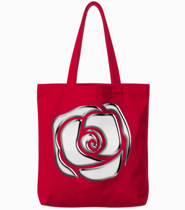 Chrome Rose Abstract Design Floral & Botanical Gift Tote Bags in Red