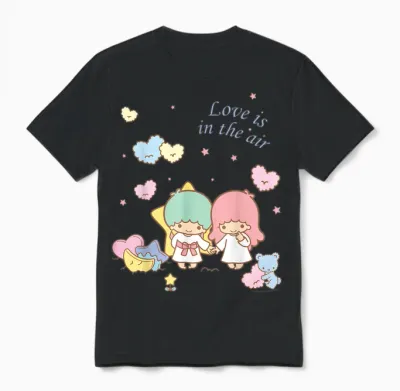 Little Twin Stars Love Is in the Air Valentine Unisex T-Shirt - Black