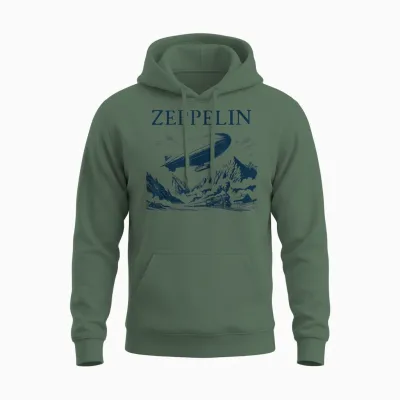 Zeppelin Airship Journey - Zeppelin Flying Unisex Hoodie - Military Green