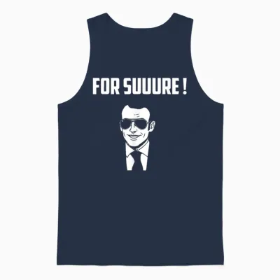 For Sure Emmanuel Macron Glasses Unisex Tank Top - Navy