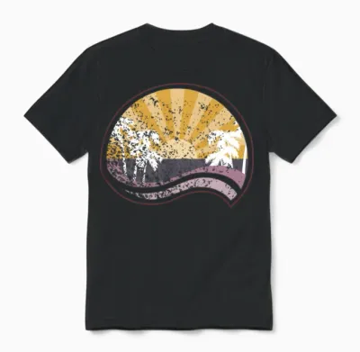 Retro Distressed Sunset Unisex T-Shirt - Black