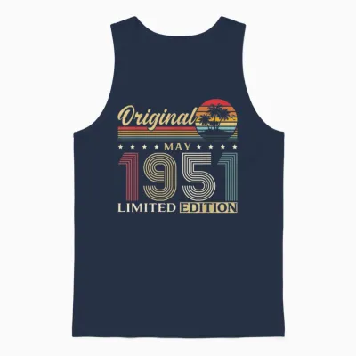 75 Ans Anniversaire Homme Cadeau Mai 1951 Vintage Unisex Tank Top - Navy
