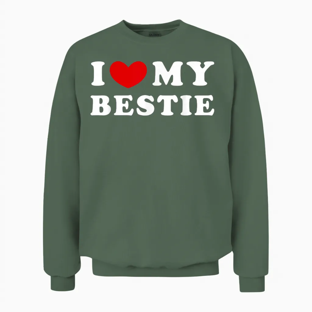 I Love My Bestie, Ich Liebe Meine Beste Freundin Unisex Sweatshirt in Military Green