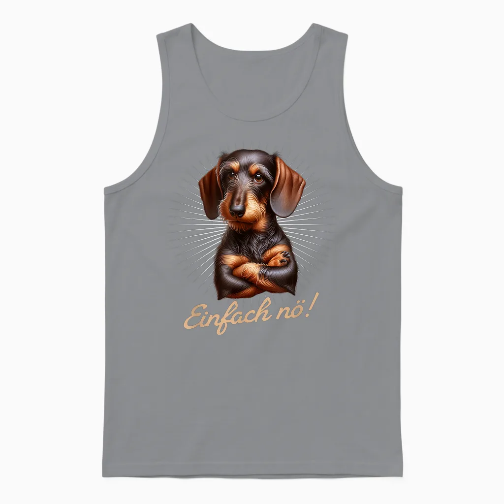 T-Shirt with German Text "einfach Nö! Nein!" Dachshund Teckel T-Shirt, Black Unisex Tank Top in Sport Grey