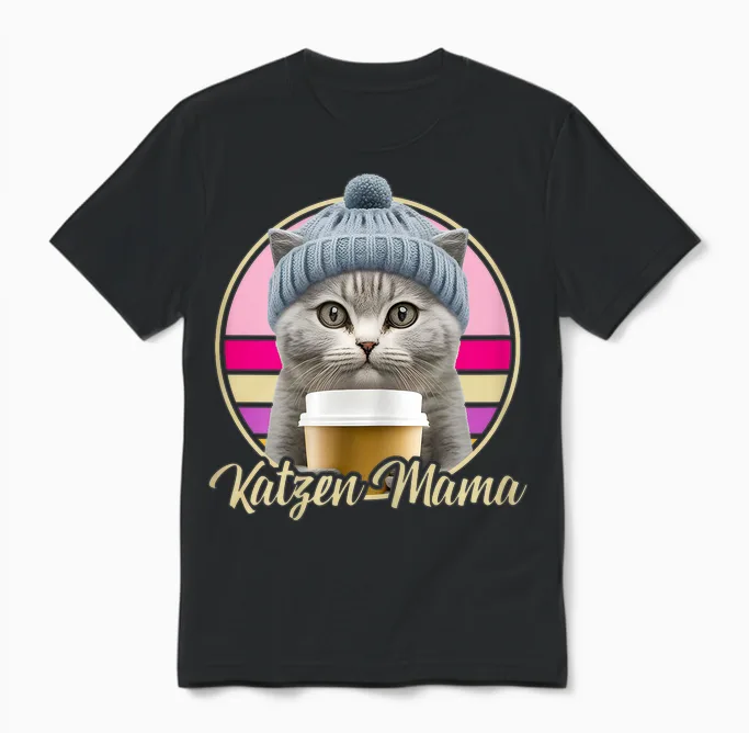 Lustige Katzen Mama Retro Outfit Kostüm Katzen Mutter Mamas Unisex T-Shirt in Black