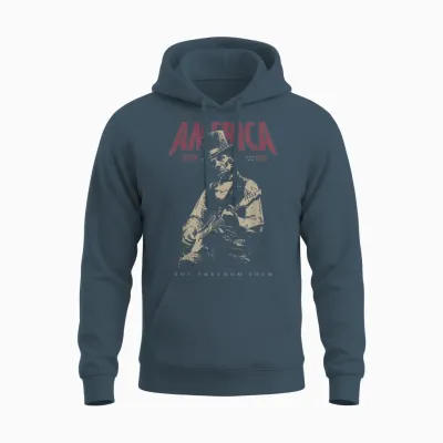 Abraham Lincoln Playing Guitar 4th July 250th Anniversary Unisex Hoodie - Dark Heather