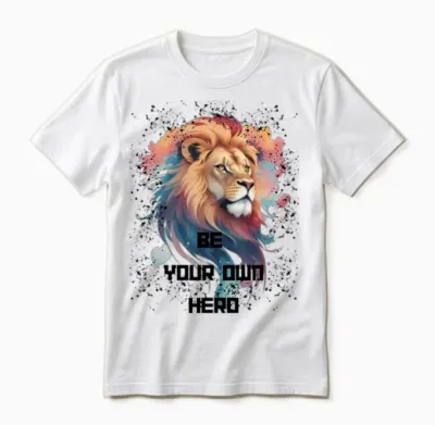 Self-Made Hero - Brave Lion Attitude Art Unisex T-Shirt - White