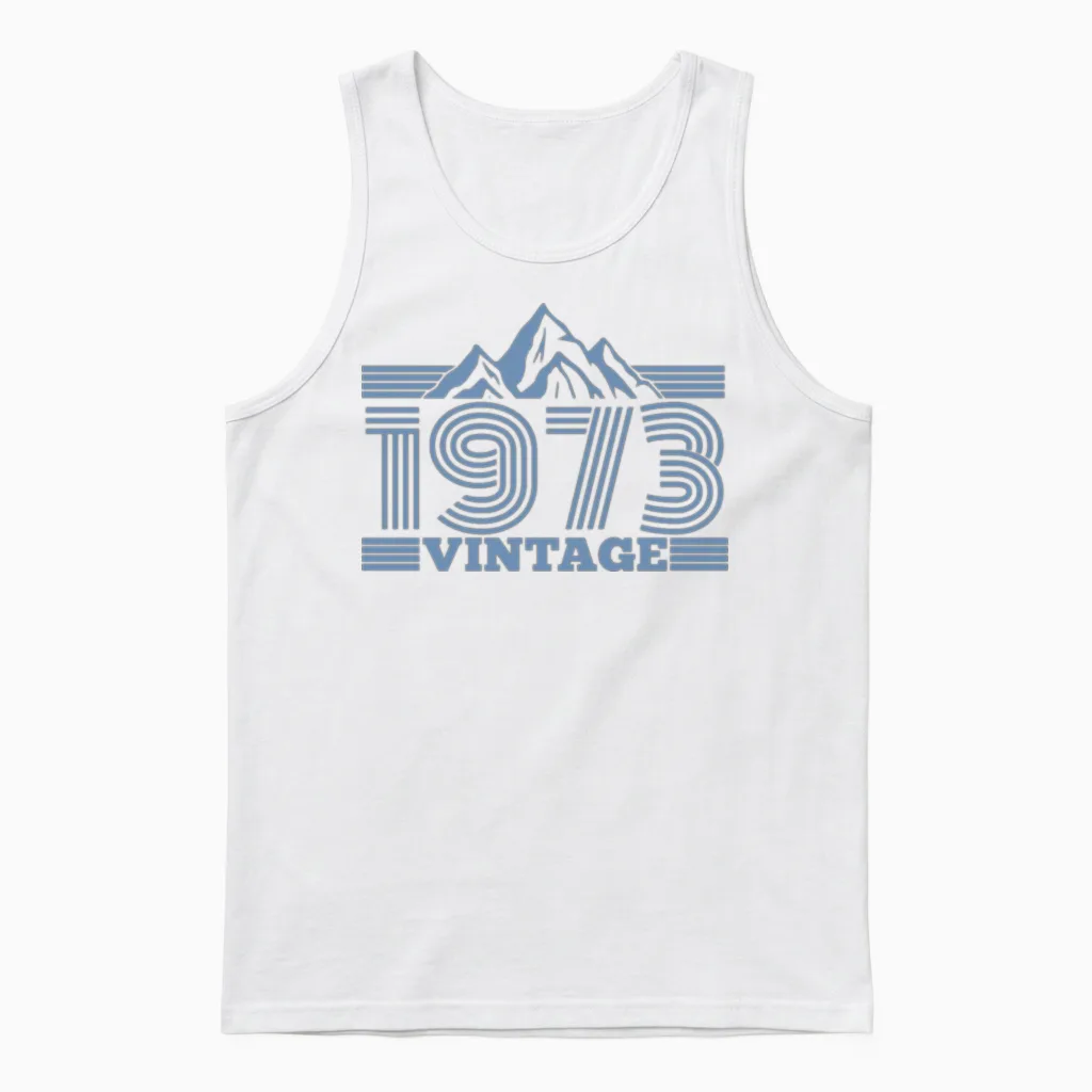 1973 Birthday Mountains Hiking Climbing Unisex Tank Top in White