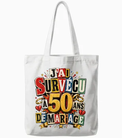 Noces D'or Humour J'ai Survécu à 50 Ans De Mariage Cadeau Tote Bags - White