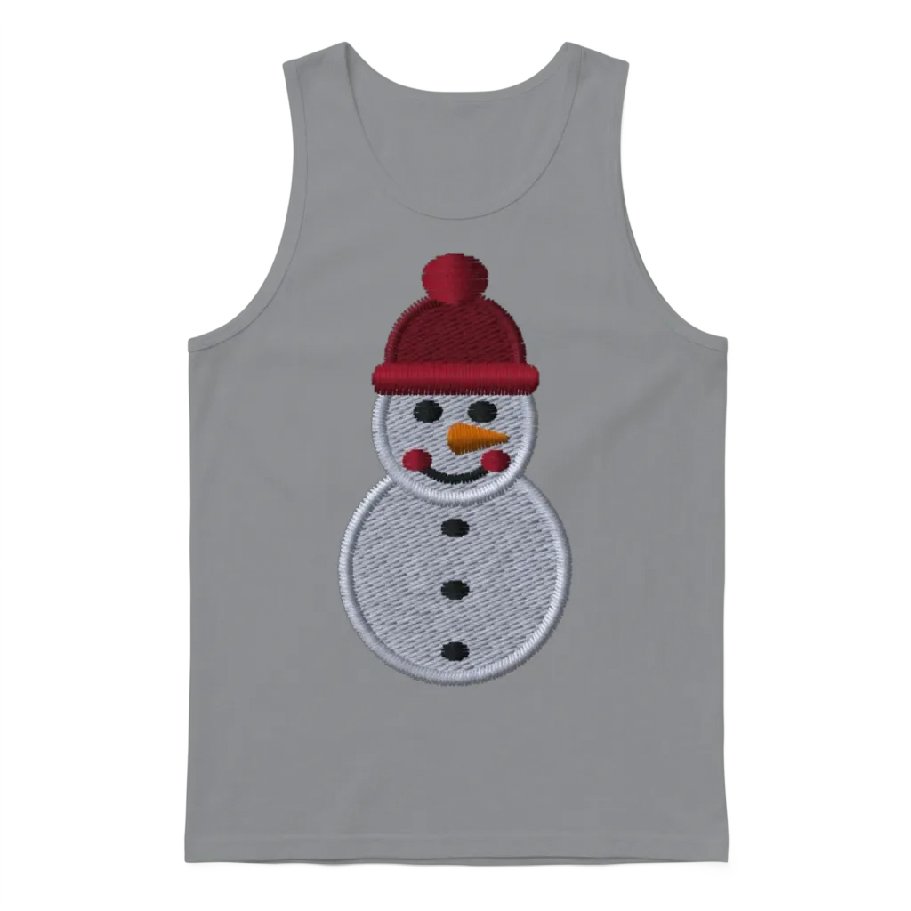 Snowman Embroidered Christmas Unisex Tank Top - Sport Grey