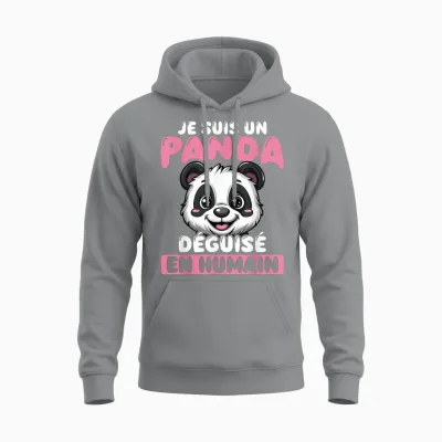 Je Suis Un Panda Disguised as Human T-Shirt, Black, S Unisex Hoodie - Sport Grey