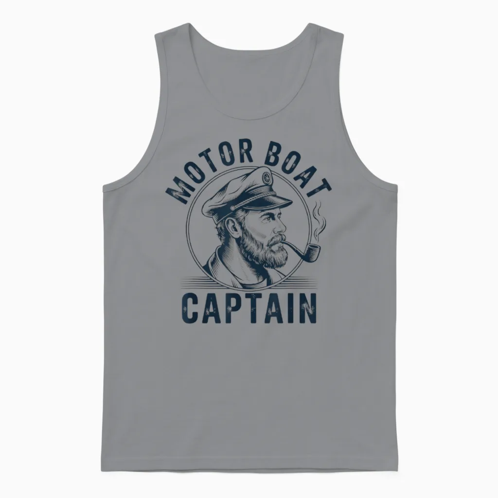 Motor Boat Captain Unisex Tank Top in Sport Grey