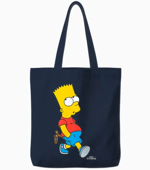 The Simpsons Bart Simpson with Slingshot Tote Bags in Navy